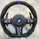 Carbon Fiber with Silver Trim , M color Stripe Steering Wheel For BMW F Series