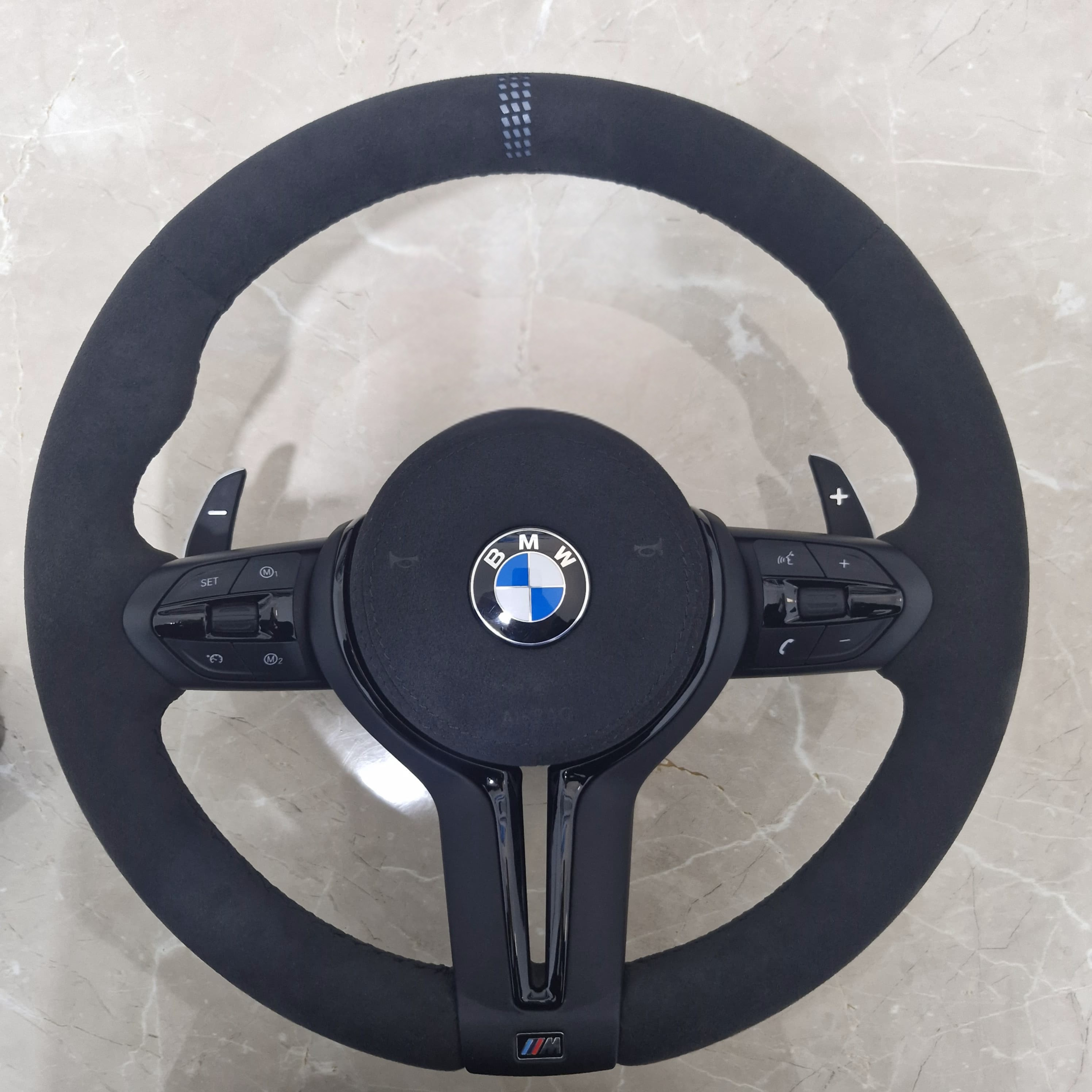 Full Black Alcantara and Alcantara airbag cover  Steering Wheel For BMW F80,F15,F10,F20,F07,F30,F32 and  All F Series