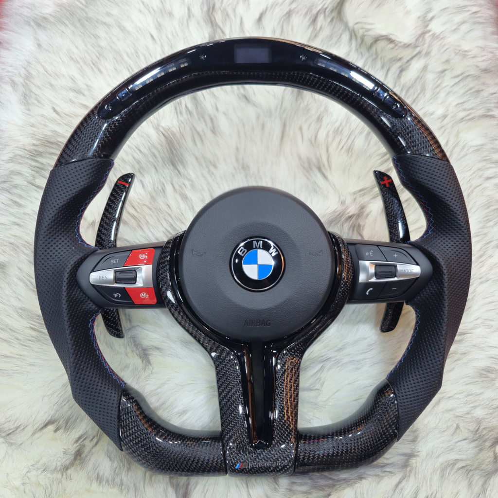 Carbon Fiber  with Led Steering wheel M1 M2 Red Buttons For BMW F Series