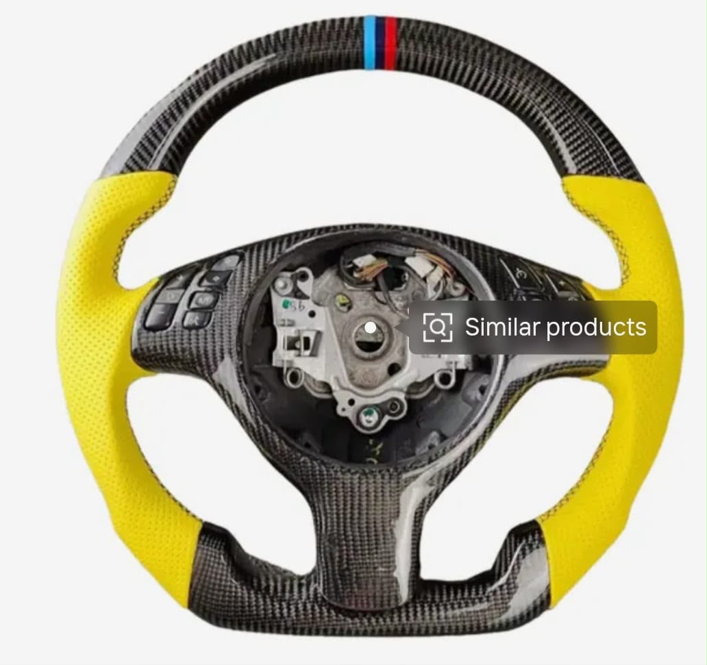BMW E90 E92 E93 Carbon Fiber Steering Wheel Yellow Leather